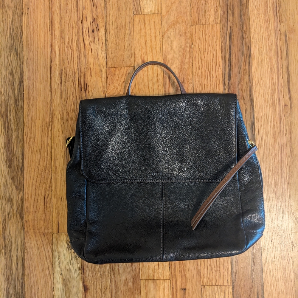 Fossil Black Leather Backpack